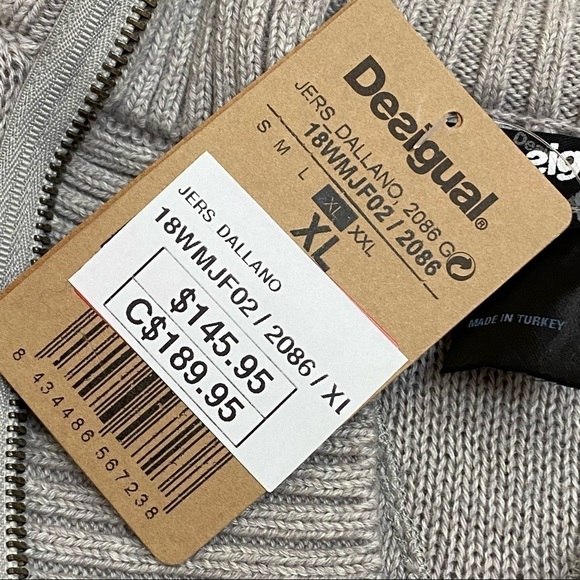 Desigual Aztec Print Quarter Zip Long Sleeve Pullover Sweater Size XL Men - Picture 9 of 11